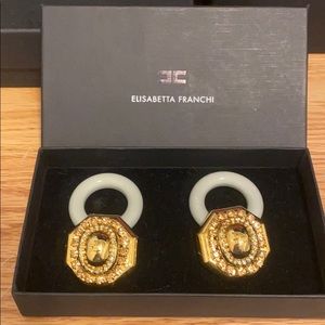 Elisabetta Franchi gold hoop earrings NEW in box